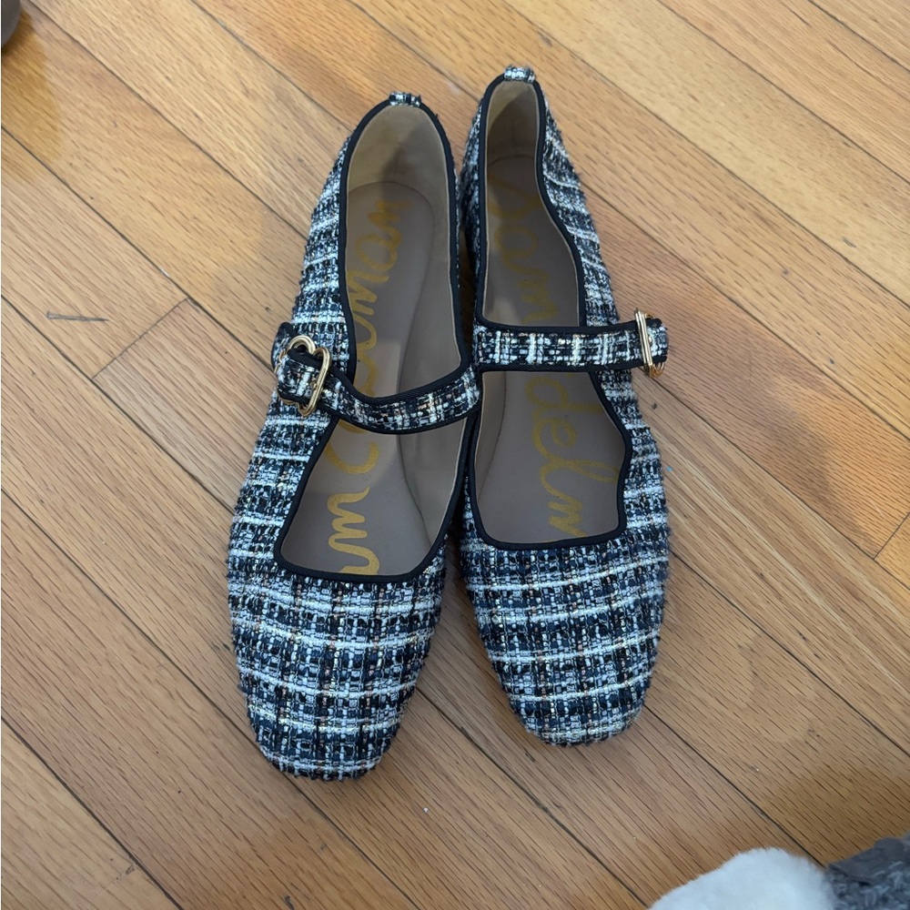 Sam Edelman Black and White Tweed Flats